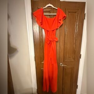 Trina Turk Red Jumpsuit with Ruffle Detail
